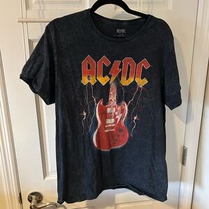 AC/DC Washed Black Tee with Red Logo
